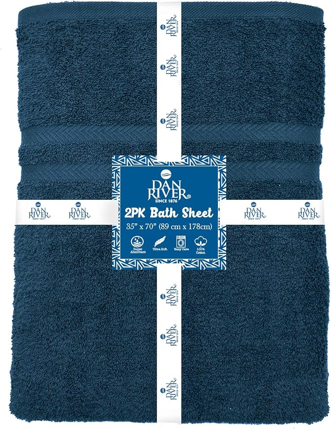 DAN RIVER 2 Pack Luxury Bath Sheets 35x70, 600 GSM, Soft & Quick Dry 100% Ring - Image 2