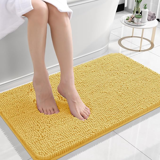 OLANLY Bathroom Rugs 24x16, Extra Soft Absorbent Chenille Bath Rugs, Rubber by OLANLY