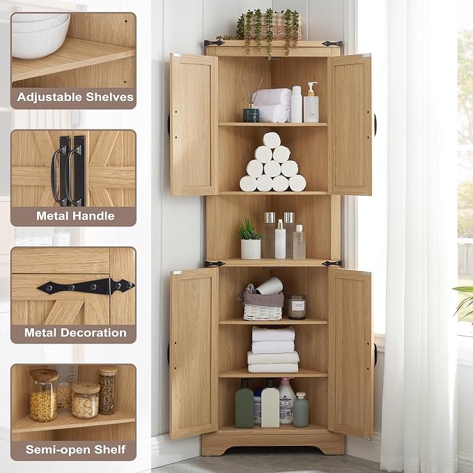 Tall Farmhouse Corner Cabinet - Image 5