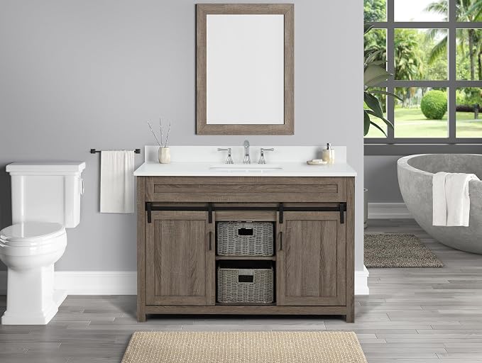 TILE & TOP Farm Barn 48" Single Bathroom Vanity Cabinet Without Top, Antique by TILETOP