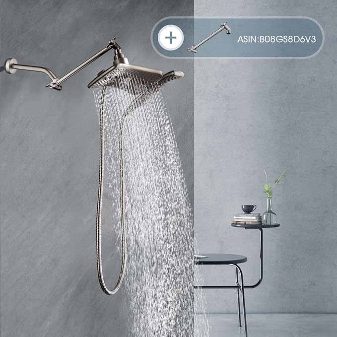 BRIGHT SHOWERS Shower Arm with Flange 10 Inches Solid Brass Shower Head - Image 8