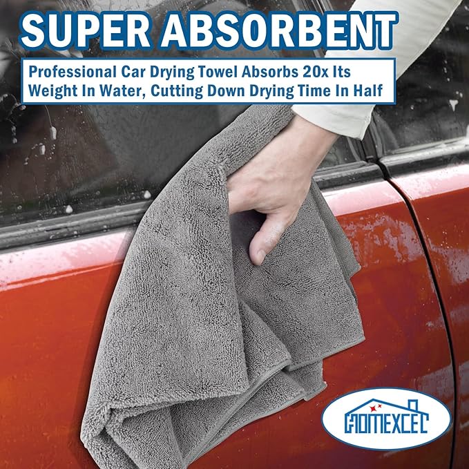 HOMEXCEL Professional Large Microfiber Car Drying Towels 4 Pack, Lint Free - Image 4