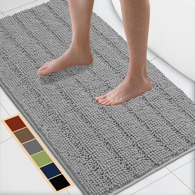 Bcoimo 44"×24" Chenille Bath Mat – Non-Slip by Bcoimo