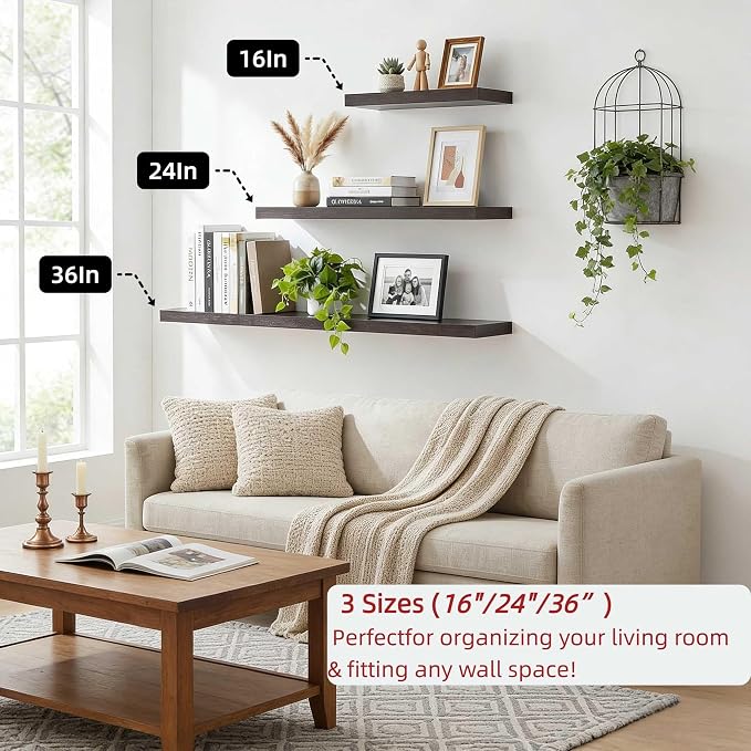 SAUMONIERES Floating Shelves Wall Shelf Solid Wood - Image 6