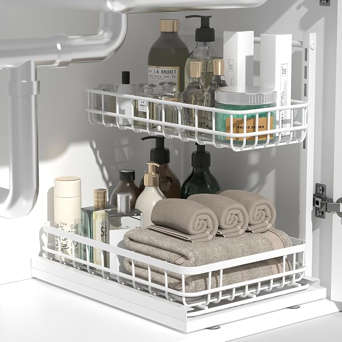 Under Sink Organizer, Adjustable Height Pull-Out Kitchen Storage Organization by Unknown