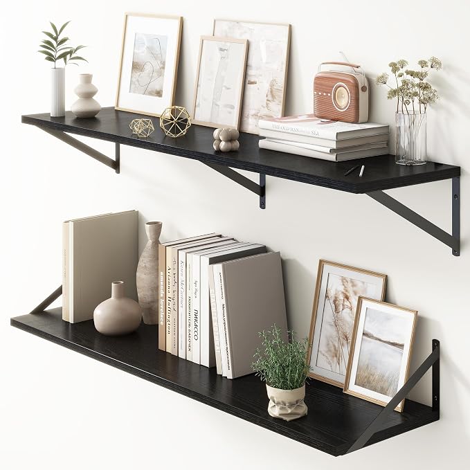 Floating Shelves 48 Inch Long, Wide Large Display Storage Shelves by FunMemories