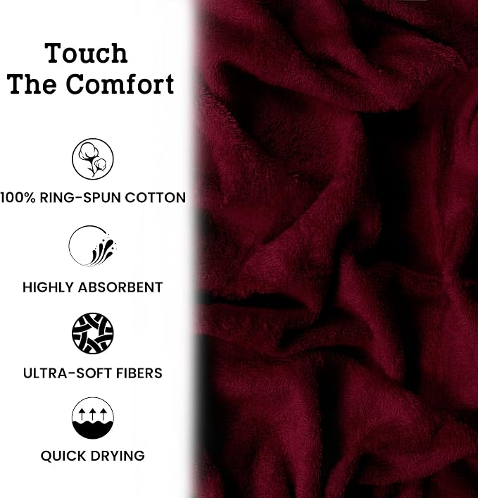 Casa Lino Burgundy Bath Towels Set of 4 - Image 6