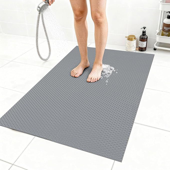 Extra Large Non-Slip Shower Mat, Fast-Dry PVC Bath Stall Tub Mat, Drain-Hole by Unknown