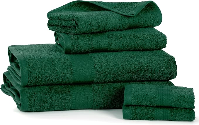 Ample Decor 100% Christmas Green Cotton Luxury 6 Piece Towels Set, 2 Bath Towels - Image 3