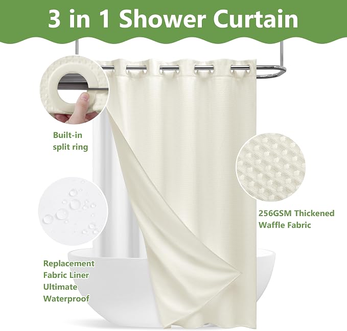 No Hook Waffle Weave Shower Curtain - Image 8