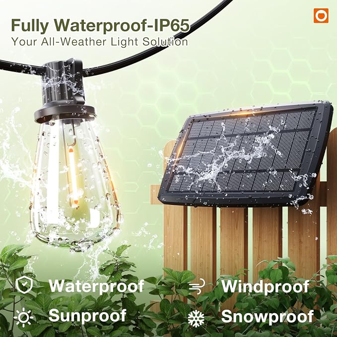 addlon 102 FT Solar String Lights Waterproof, Patio Light Solar Powered - Image 2