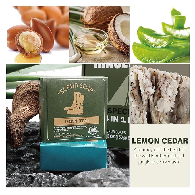 Rinse & Robust Mens Bar Soap Cleansing Bar Moisturizing & Exfoliating Scrub - Image 5