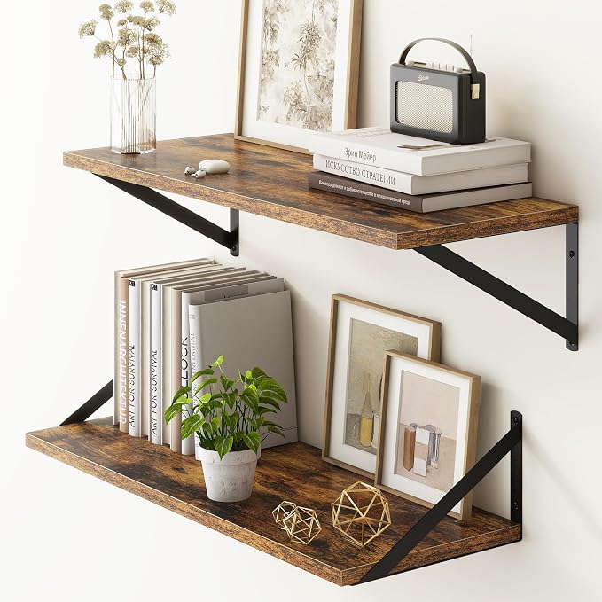 Fun Memories 27.5" W x10 D Floating Shelves, Large Wall Shelves 27.5 Inch Long by FunMemories