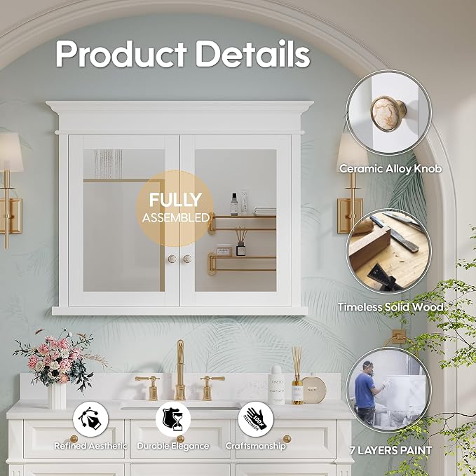 WELLFOR40 x 32" Bathroom Medicine Cabinet - Image 7