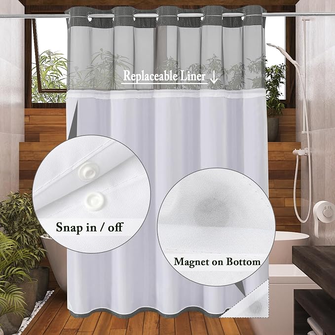 Gibelle Extra Long Shower Curtain 72x86, Waffle Weave Bathroom Shower Curtain - Image 3