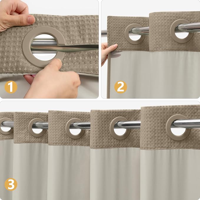 No Hook Waffle Weave Shower Curtain Set - Image 3