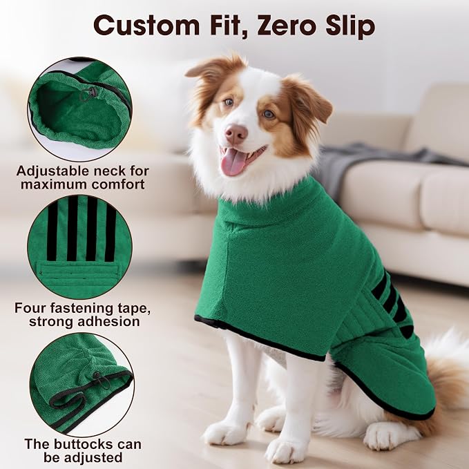 Microfibre Dog Bathrobe Towel Wrap Super Absorbent Dog Drying Coat Bath Robe - Image 2