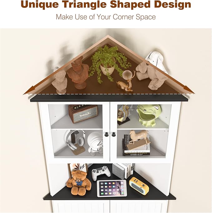VEIKOU 71" Corner Storage Cabinet - Image 7