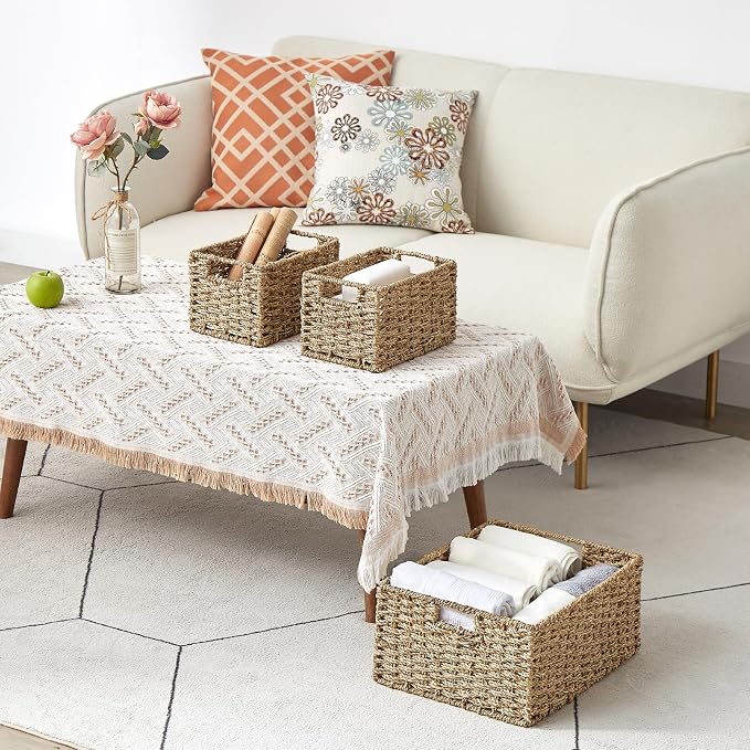 Vagusicc Wicker Basket, Seagrass Wicker Storage Basket - Image 7