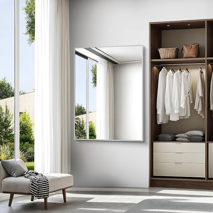 BONEWEI Silver Bathroom Mirror, 36x48 inch Wall Mirror - Image 3