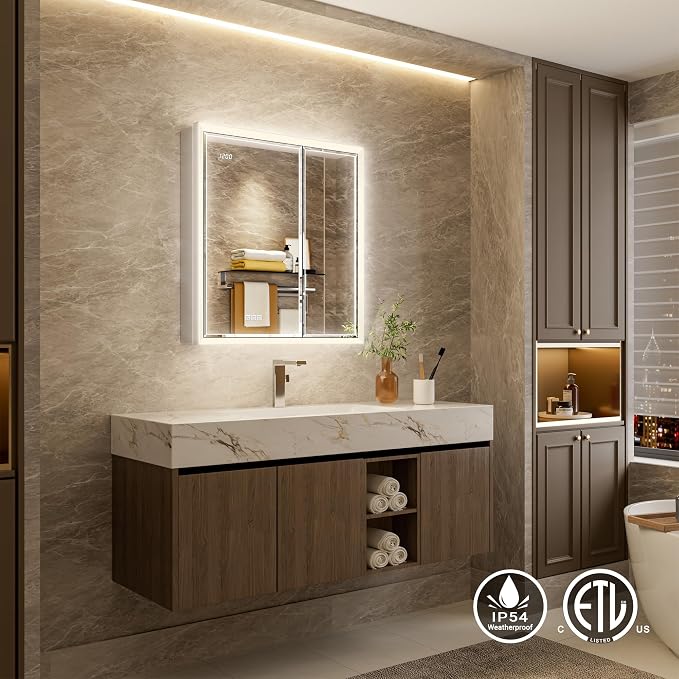 30x32 Beveled Lighted Medicine Cabinet - Image 8