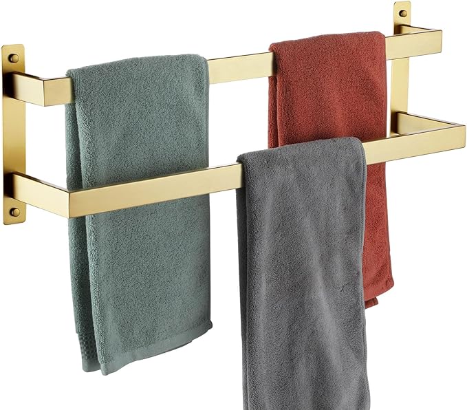 KOKOSIRI Bath Towel Bars Bathroom 2-Tiers Ladder Brushed Gold Towel Rails 24 by KOKOSIRI