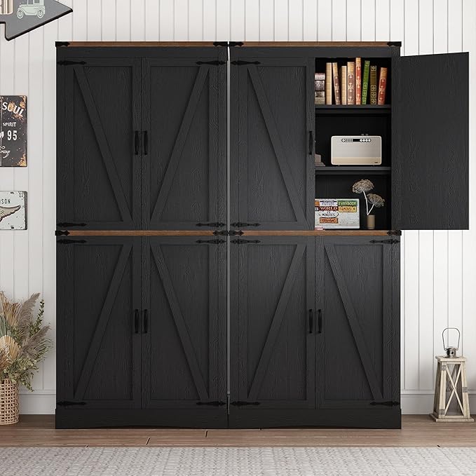 71in Farmhouse Kitchen Pantry Cabinet, Tall Storage Cabinet - Image 5