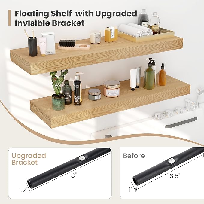 Heimlove 24 x 12 Inch Deep Floating Shelves Wall Mounted - Image 4