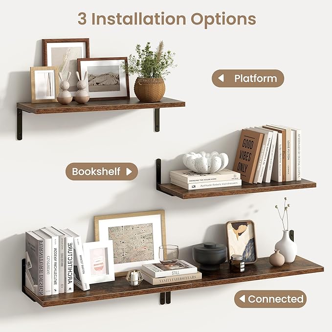 Fun Memories Deep Floating Shelves, 24W x 8D Floating Shelves Set of 2 - Image 5
