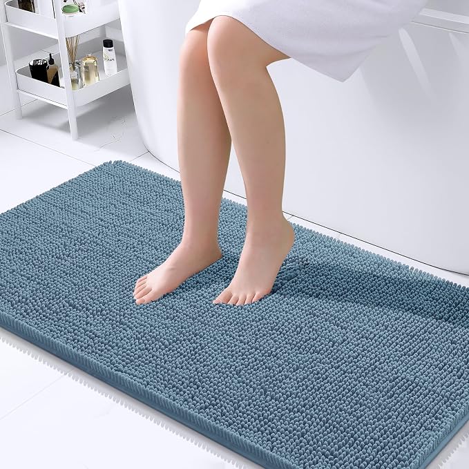 OLANLY Bathroom Rugs 44x24, Extra Soft Absorbent Chenille Bath Rugs, Rubber by OLANLY
