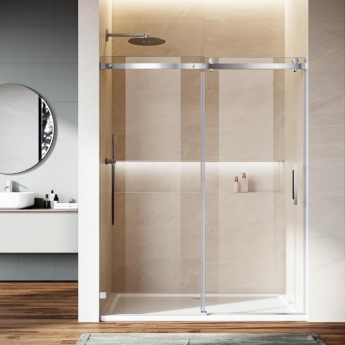 Frameless Sliding Shower Door, Sliver Finish by SL4U
