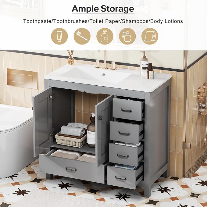 Harper & Bright Designs 36" Bathroom Vanity - Image 6