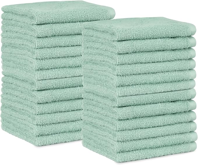 Amazon Basics Washcloth for bathroom, 100% Cotton Extra Absorbent, Fast Drying by AmazonBasics