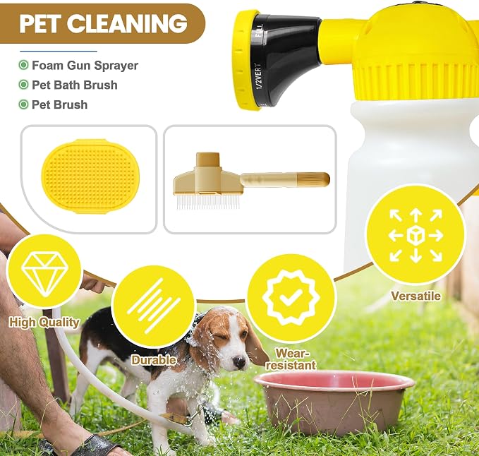 Giant Pet Washing Hose Attachment, 6-in-1 Soap Sprayer Moden Garden Hose Nozzle - Image 2