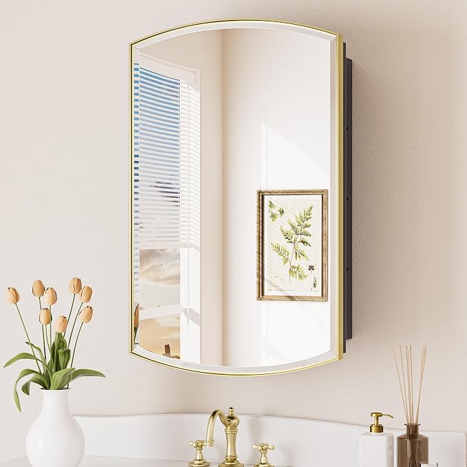 Keonjinn Medicine Cabinet 16 x 26 Inch, Surface Mount or Recessed Cabinets by Keonjinn