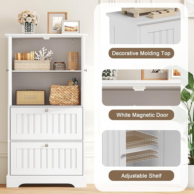 Treocho Bathroom Floor Cabinet, Freestanding Kitchen Pantry Cupboard - Image 5