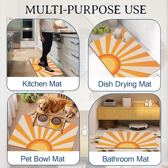 Retro Sun Bath Mat for Bathroom, Washable Cover Floor Rug Carpets Floor Mat - Image 7