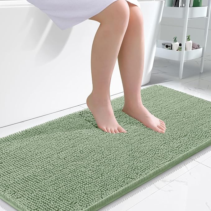 OLANLY Bathroom Rugs 50x30, Extra Soft Absorbent Chenille Bath Rugs, Rubber by OLANLY