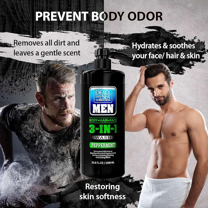 Dead Sea Collection Mens Body Wash 3 in 1 – Peppermint Body Wash - Image 6
