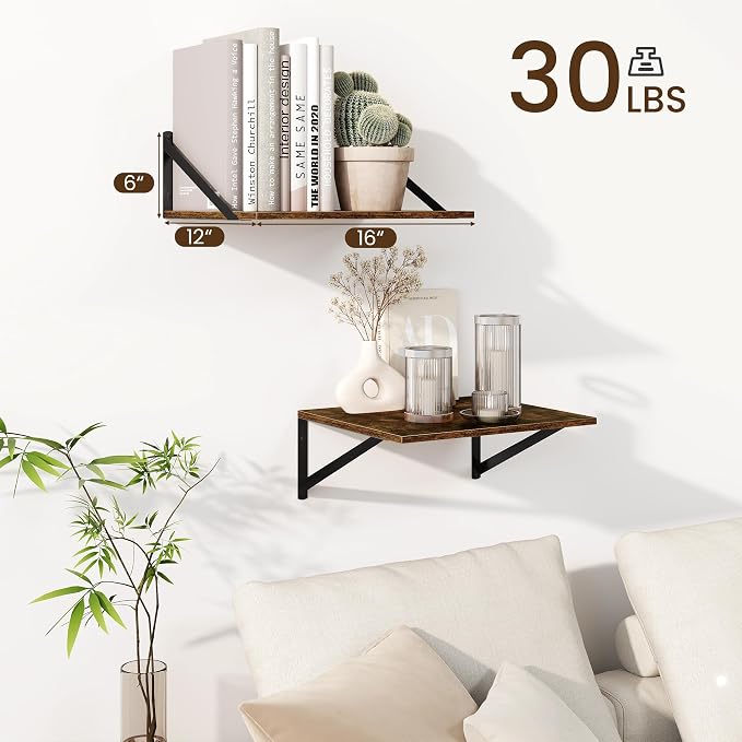 Fun Memories Floating Shelves for Wall, 12 Inch Deep Floating Shelves Set of 2 - Image 3