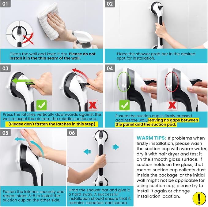 TAILI Shower Grab Bar 2 Pack Suction Grab Bars - Image 2