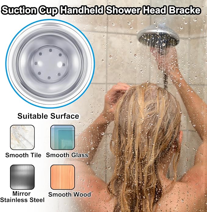 Adjustable Shower Head Holder, Suction Cup Handheld Shower Bracket, Removable - Image 5