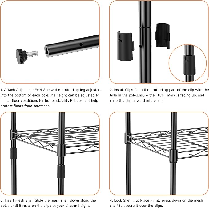 IZEUK 3 Tier Metal Wire Shelving Rack Storage Shelves - Image 5