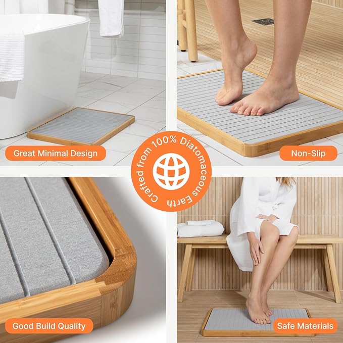 Stone Bath Mat with Bamboo Trim - Image 6
