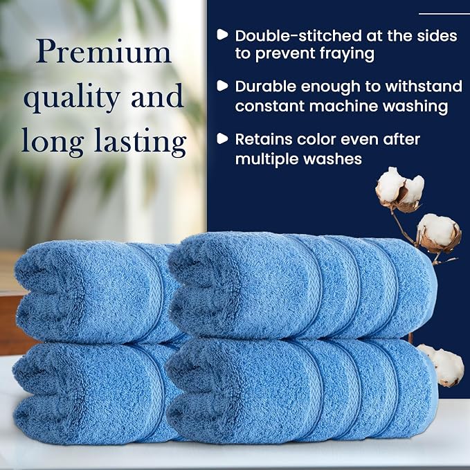 HALLEY Turkish 4 Pack Premium Hand Towels 650 GSM Highly Absorbent Super Soft - Image 5