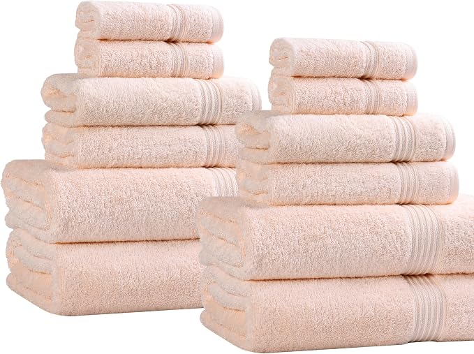 Superior Egyptian Cotton 12-Piece Towel Set, Guest Bath Decor Essentials - Image 2