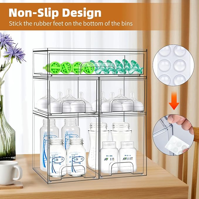 Baby Bottle Organizer, 5 Pack Stackable Storage Drawers - Image 6