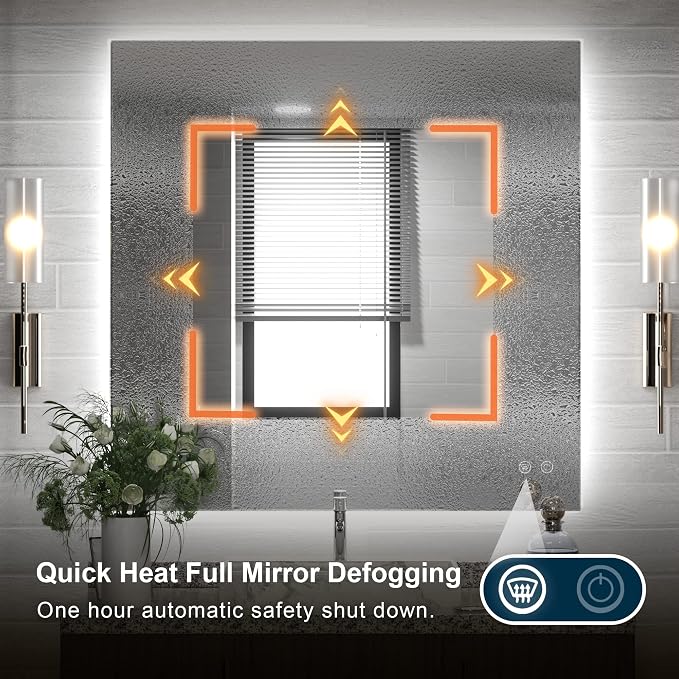 TETOTE 36 x 36 Inch LED Backlit Mirror - Image 3