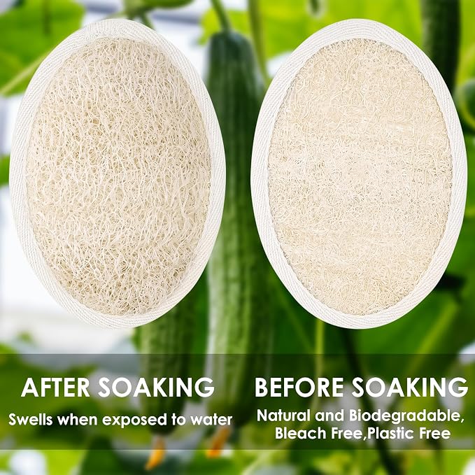 Natural Loofah Sponge, 4 Pack Exfoliating Body Scrubber - Image 2