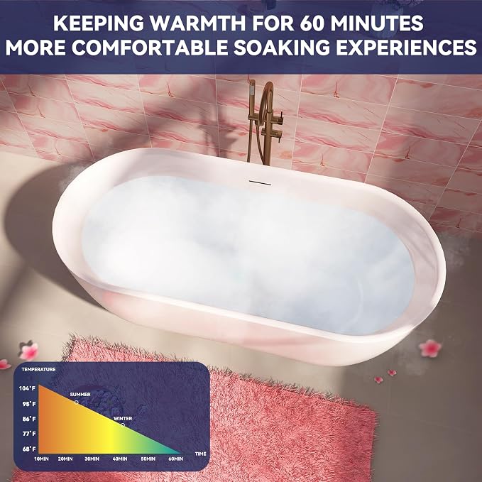 67" Acrylic Free Standing Tub, Stand Alone Tub, Freestanding Bathtub, Soaking - Image 5